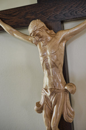 12 Inch Wall Crucifix – Jesus Christ On Carbonized Wood Cross With Gold Finish | Home Chapel Religious Decor